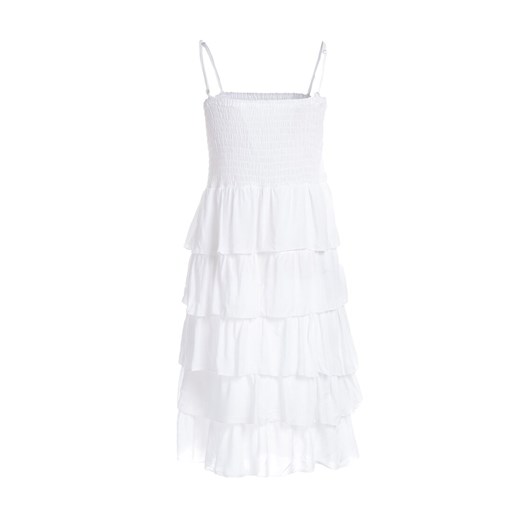 Sukienka Born2be biała z dekoltem karo mini casualowa 
