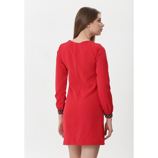 Sukienka Born2be mini czerwona bez wzorów trapezowa 