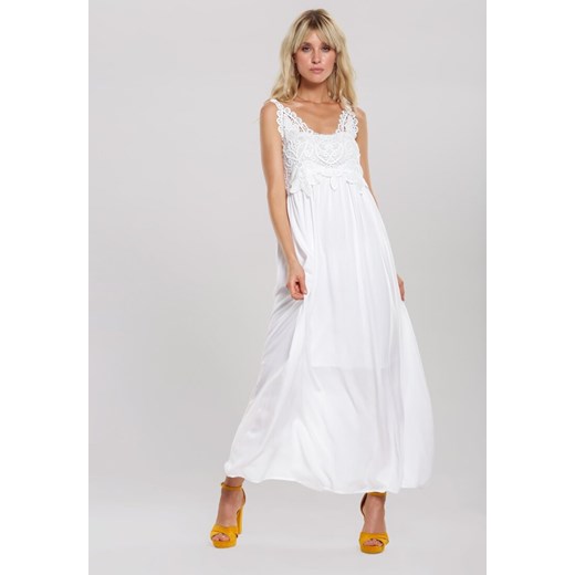 Sukienka biała Renee casual maxi z okrągłym dekoltem 
