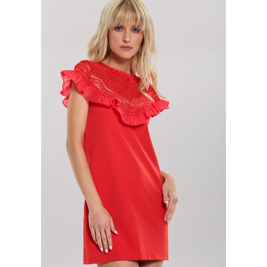 Sukienka czerwona Renee z krótkim rękawem 