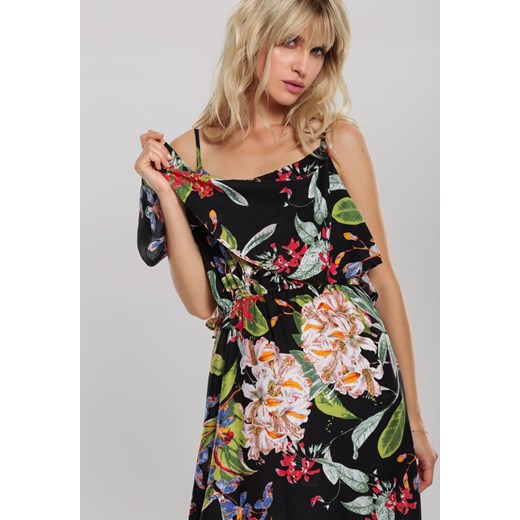 Renee sukienka z okrągłym dekoltem maxi na spacer na ramiączkach w kwiaty w stylu boho 