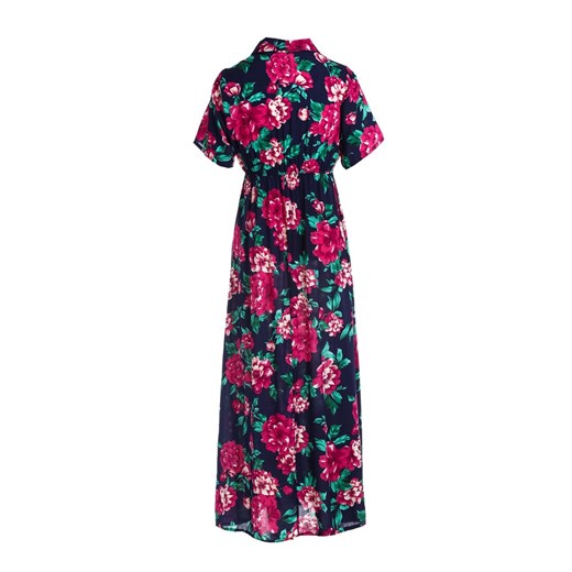 Sukienka Renee maxi na spacer z krótkim rękawem w kwiaty w serek kopertowa 