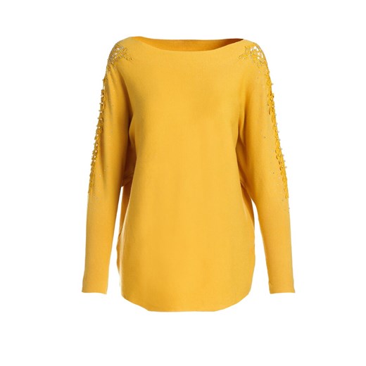 Renee sweter damski żółty z okrągłym dekoltem 