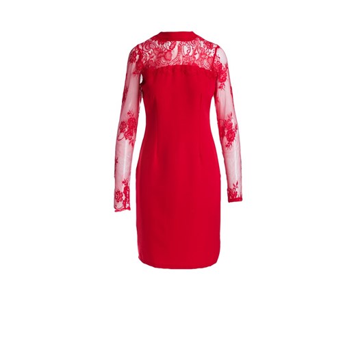Czerwona sukienka Renee z długimi rękawami koronkowa na randkę mini elegancka 