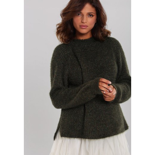 Sweter damski zielony Renee z okrągłym dekoltem 