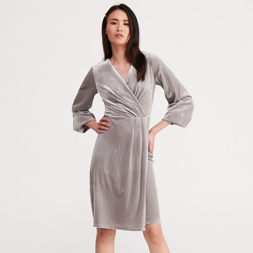 Reserved - Kopertowa sukienka - Srebrny Reserved  M 