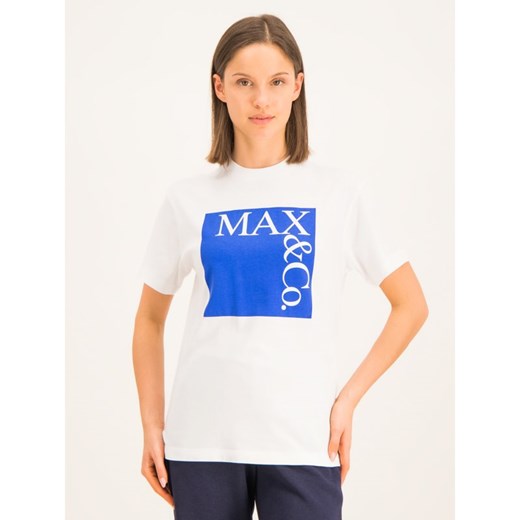 Bluzka damska Max & Co. z krótkimi rękawami z okrągłym dekoltem w stylu młodzieżowym na wiosnę 