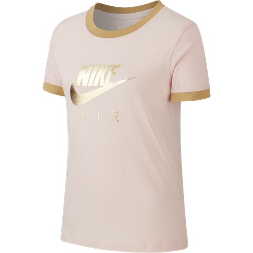 Różowa bluzka dziewczęca Nike na lato w nadruki 