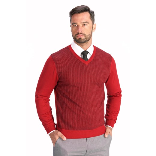 Sweter męski Lanieri czerwony bez wzorów 