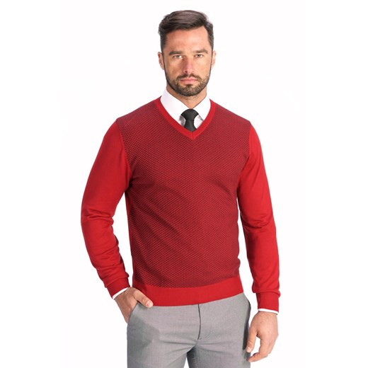 Sweter męski Lanieri w serek bawełniany bez wzorów 