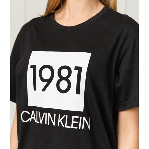 Bluzka damska Calvin Klein Underwear z napisami z krótkimi rękawami z okrągłym dekoltem młodzieżowa 