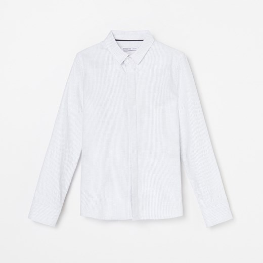 Reserved - Elegancka bawełniana koszula w drobny wzór - Biały Reserved  164 