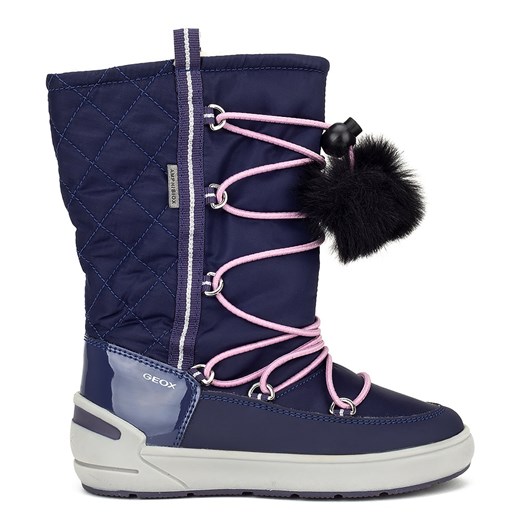 Buty zimowe dziecięce Geox bez wzorów fioletowe sznurowane 