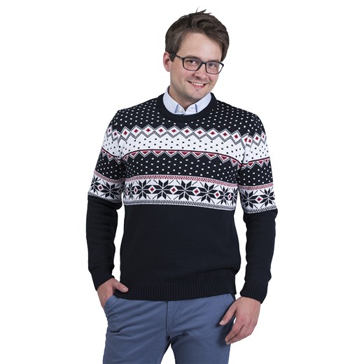 Świąteczny sweter męski - Nikolas - granat - M ze sklepu Swetry Lasota w kategorii Swetry męskie - zdjęcie 76865389