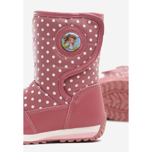 Buty zimowe dziecięce różowe Born2be na rzepy 