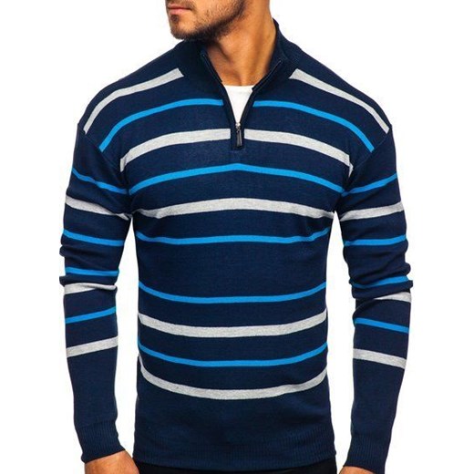 Sweter męski niebieski Denley W05 Denley  2XL okazyjna cena  
