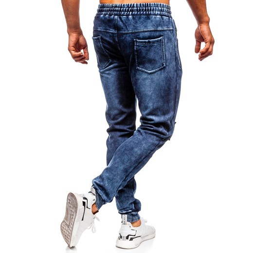 Spodnie jeansowe joggery męskie granatowe Denley  KK1062 Denley  2XL  promocyjna cena 
