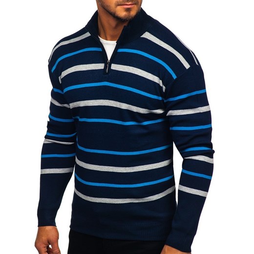 Sweter męski niebieski Denley W05 Denley  XL wyprzedaż  