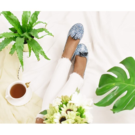 Balerinki Zapato płaskie niebieskie z nubuku casual 
