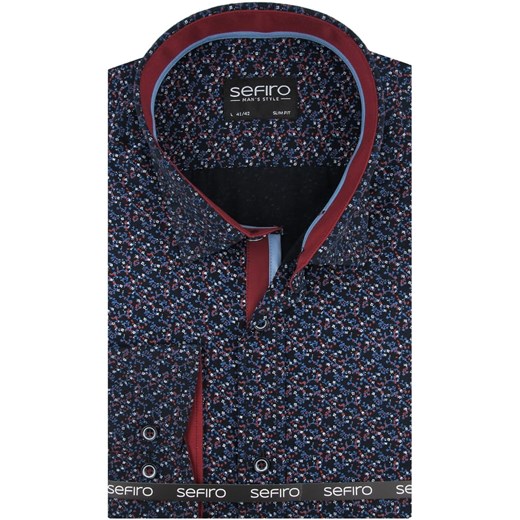 Koszula męska Sefiro z długim rękawem w abstrakcyjne wzory w stylu młodzieżowym z tkaniny 
