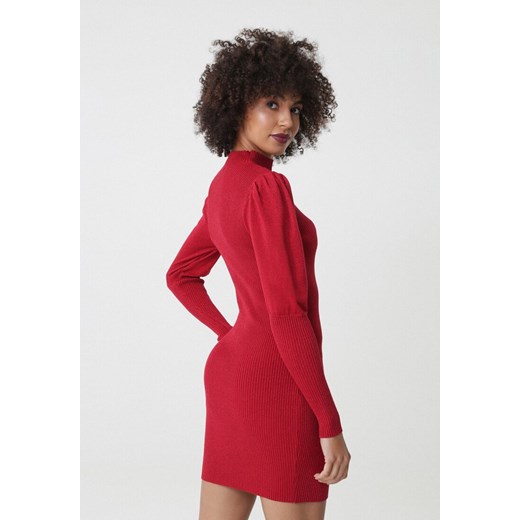 Born2be sukienka czerwona mini casual z długim rękawem 