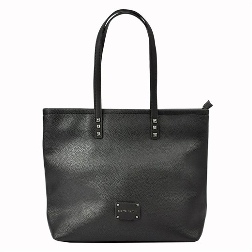 Czarna shopper bag Pierre Cardin na ramię bez dodatków 