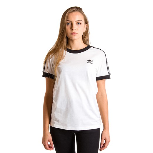 Adidas bluzka damska z okrągłym dekoltem biała z aplikacjami  