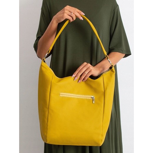 Shopper bag ze skóry ekologicznej żółta mieszcząca a7 
