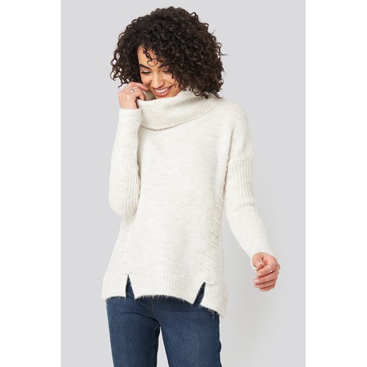 Trendyol Side Tied Knitted Sweater - White Trendyol  L NA-KD