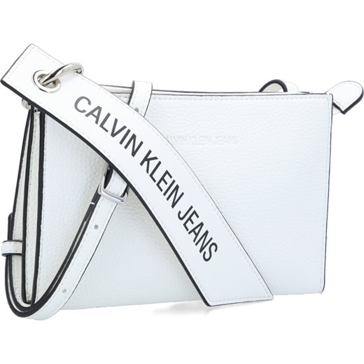 Listonoszka Calvin Klein biała średnia z kolorowym paskiem 