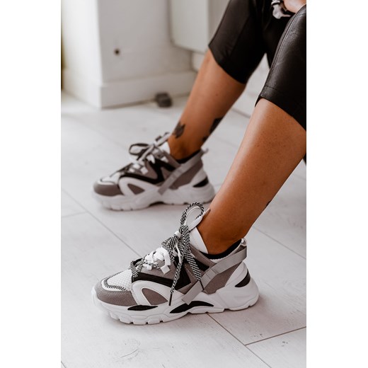 Sneakersy damskie Fancyshoes sznurowane sportowe zamszowe na platformie