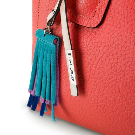 Shopper bag czerwona Wittchen matowa z frędzlami średniej wielkości 