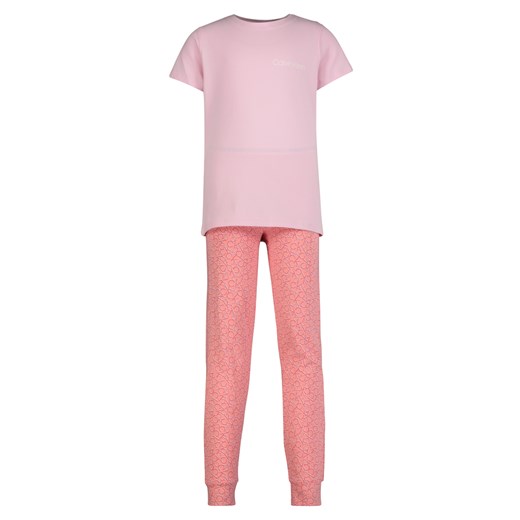 Piżama dziecięce Calvin Klein różowa bez wzorów bawełniana 