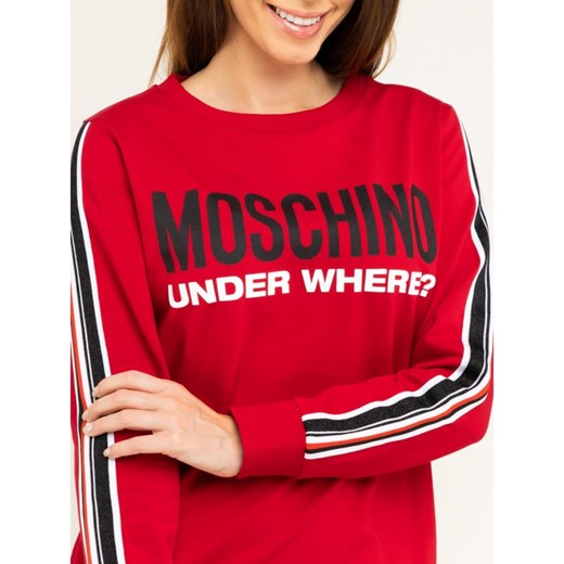Sukienka Moschino Underwear & Swim z długim rękawem z okrągłym dekoltem czerwona mini 