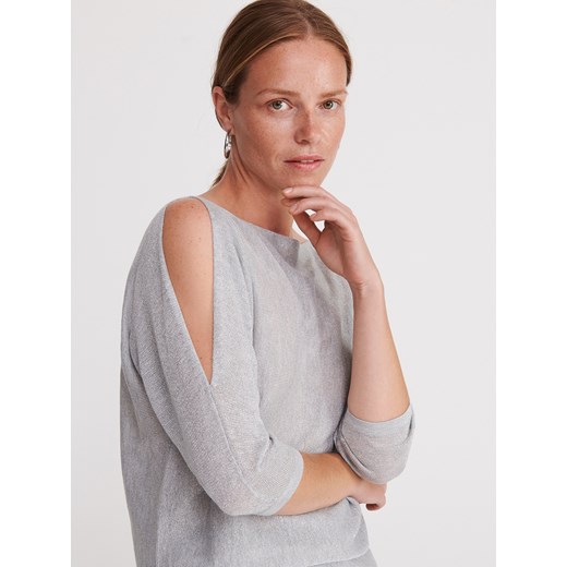 Reserved - Sweter z wycięciami na ramionach - Srebrny Reserved  L 