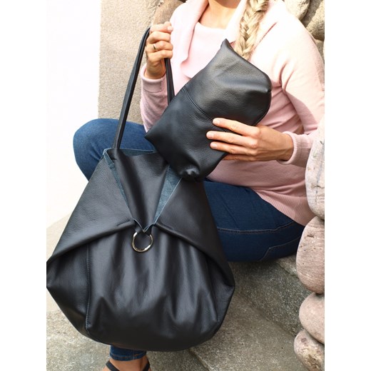 Shopper bag matowa bez dodatków skórzana elegancka duża 