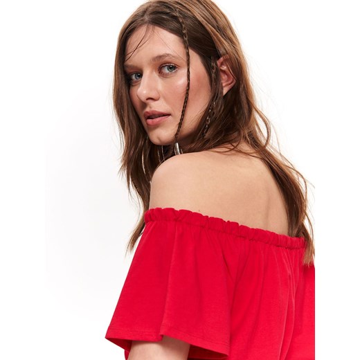 Top Secret bluzka damska czerwona letnia z dekoltem typu hiszpanka 