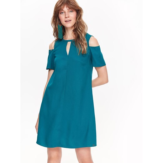 Niebieska sukienka Top Secret z krótkim rękawem na urodziny mini casual z odkrytymi ramionami 