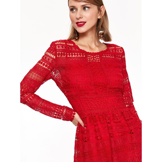 Sukienka czerwona Top Secret z długim rękawem 