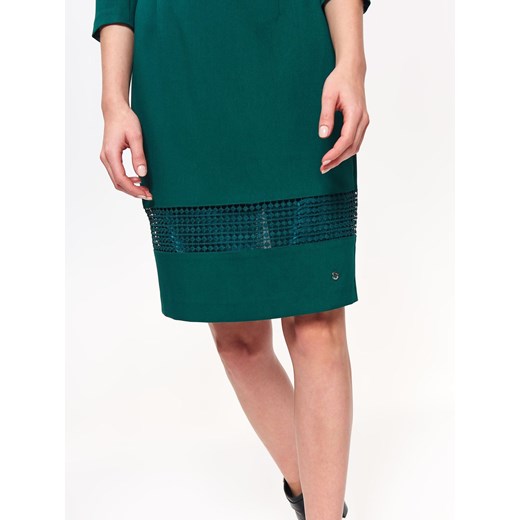 Sukienka Top Secret mini zielona bez wzorów prosta biznesowa z długim rękawem 