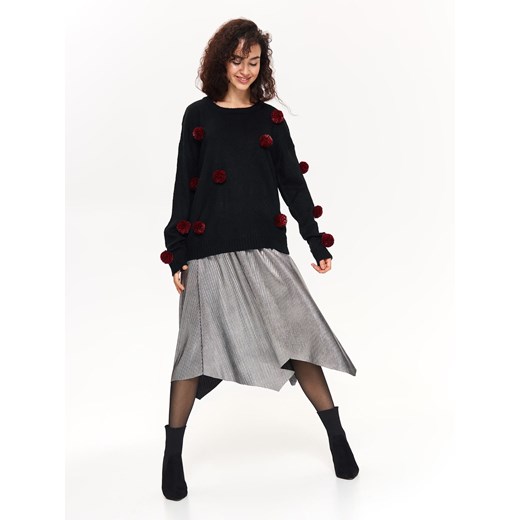 Sweter damski zdobiony pomponami w kontrastowym kolorze  Top Secret 34 okazyjna cena  