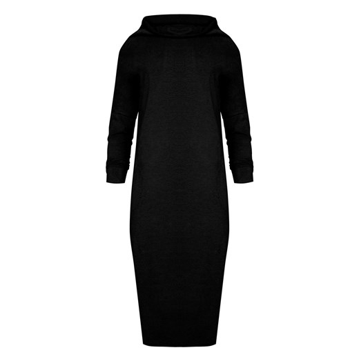 Sukienka Byinsomnia czarna prosta na co dzień bez wzorów z długim rękawem 