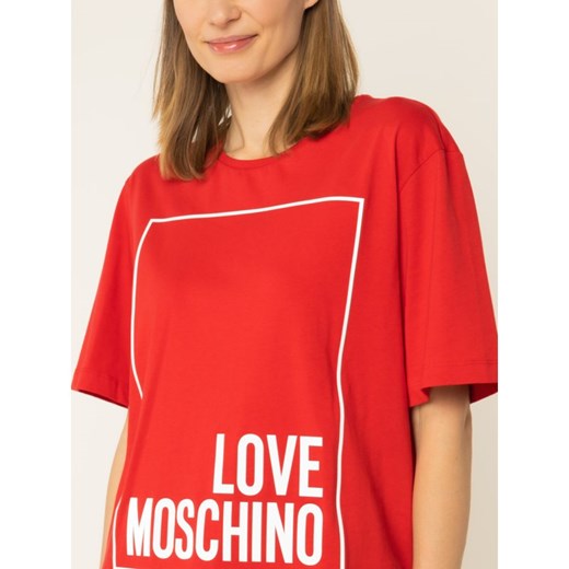 Bluzka damska Love Moschino z okrągłym dekoltem z krótkimi rękawami 