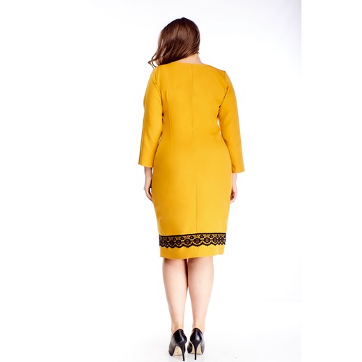 Sukienka Ptakmoda.com z długim rękawem z okrągłym dekoltem midi