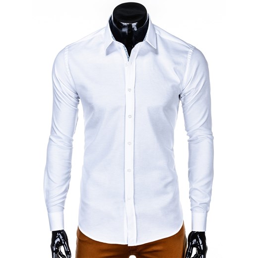Koszula męska elegancka z długim rękawem 537K - biała  Edoti.com XL 