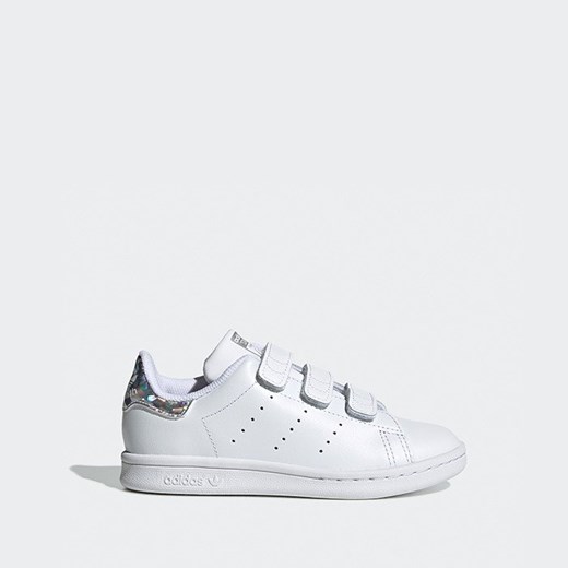 Buty sportowe dziecięce białe Adidas Originals bez wzorów na rzepy 