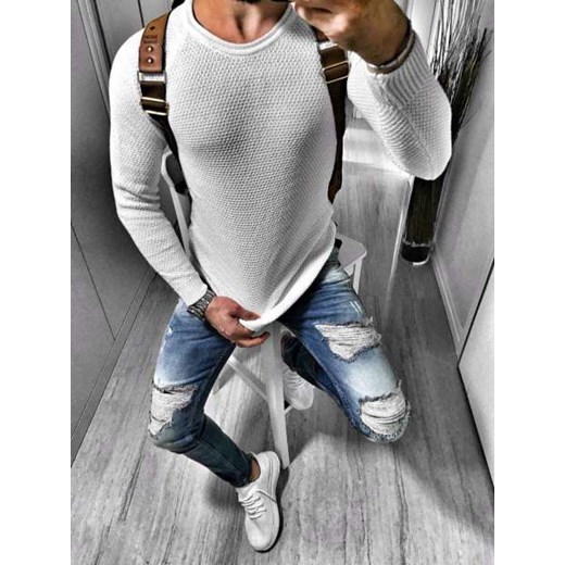 Sweter męski biały w Domodi Sweter męski biały w Domodi