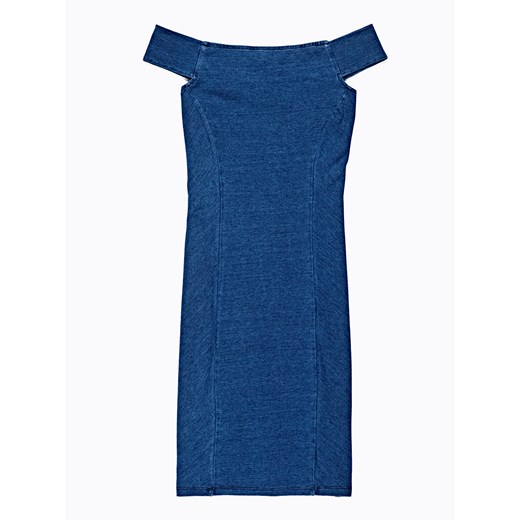 Niebieska sukienka Gate ołówkowa z elastanu elegancka mini na urodziny z krótkimi rękawami 