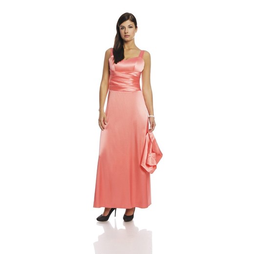 Sukienka Fokus różowa satynowa gładka maxi 