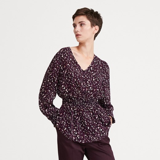 Fioletowa bluzka damska Reserved casualowa z długim rękawem z okrągłym dekoltem 